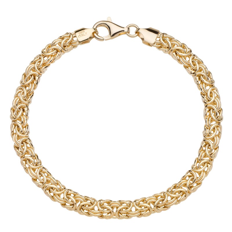 Miabella Italian Yellow Gold Plated 925 Sterling Silver Byzantine Bracelet for Women Handmade in Italy (Length 7.5 Inches) - Image 3